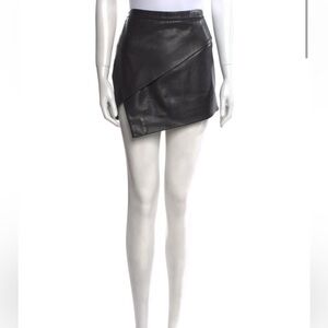Michelle Mason Black Lambskin Skirt Asymmetrical Mini Skirt